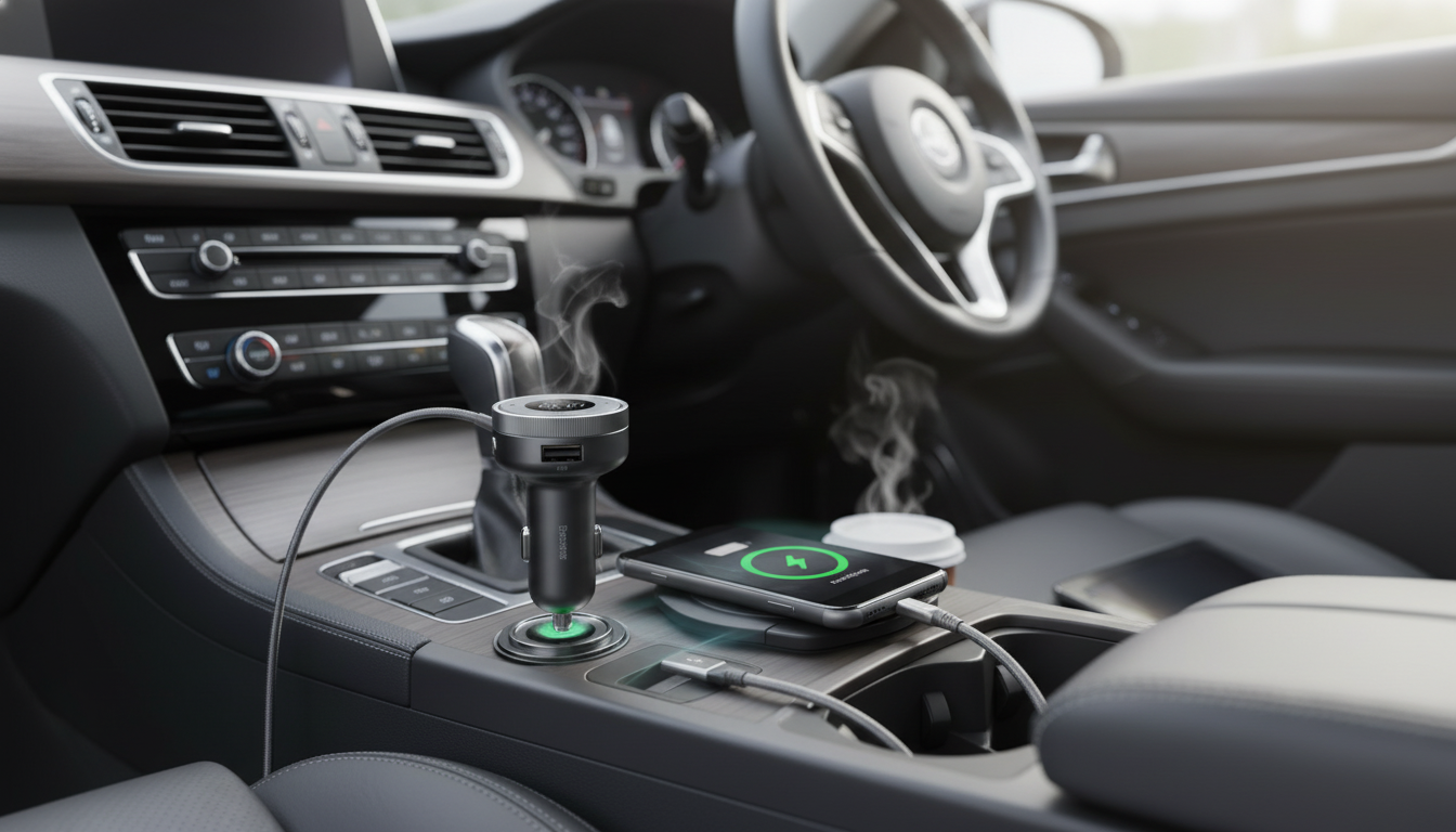 Bluetooth 5.0 FM Transmitter Charger: Dual USB + Qi