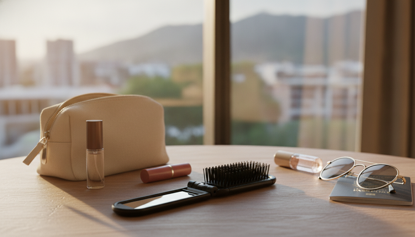 Folding Mirror Travel Hair Brush for Fast Touch-Ups
