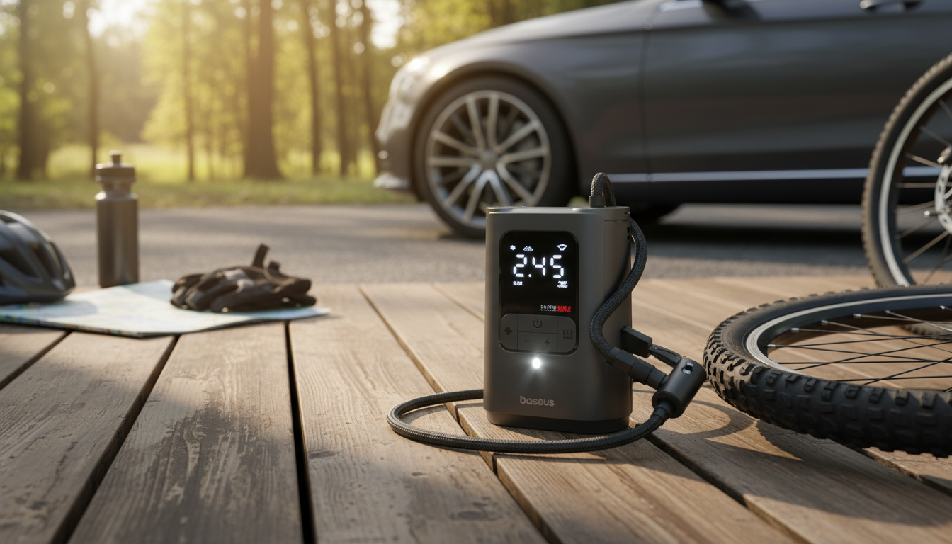 Smart Portable Tire Inflator for Car & Bike: Auto Stop
