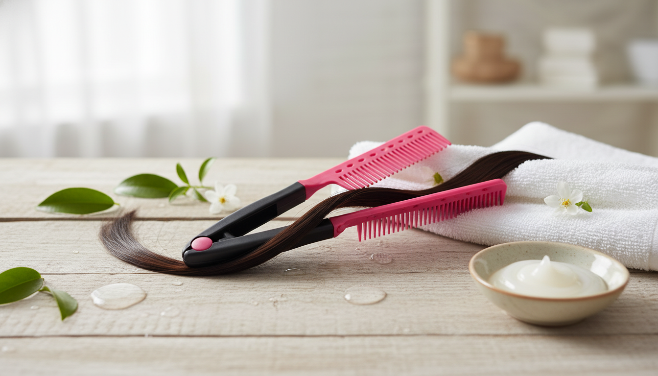 V-Comb Styling Brush Guide for Sleek, Smooth Straight Hair
