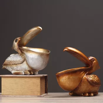 Pelican Resin Dish Ornament: Chic Decor + Storage